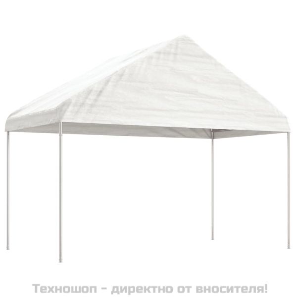 Навес с покрив бял 17,84x4,08x3,22 м полиетилен