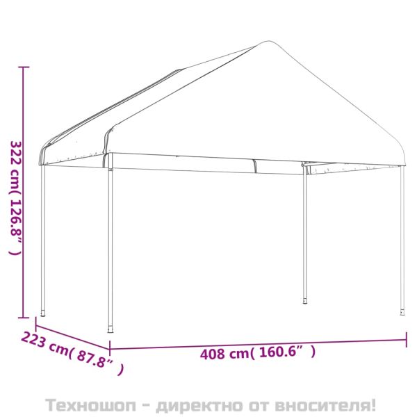 Навес с покрив бял 17,84x4,08x3,22 м полиетилен