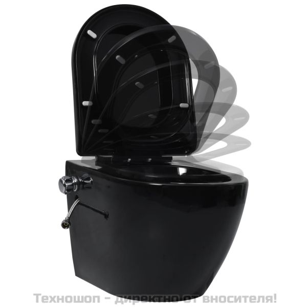 Окачена тоалетна без ръбове със скрито казанче черна керамика