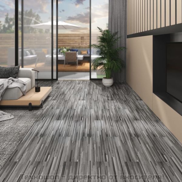 Несамозалепващи PVC подови дъски 5,26 м² 2 мм сиви ивици