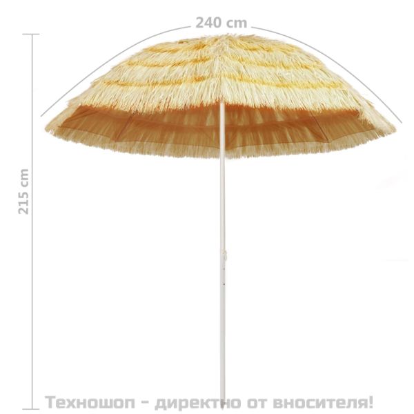 Плажен чадър, натурален, 240 см, хавайски стил