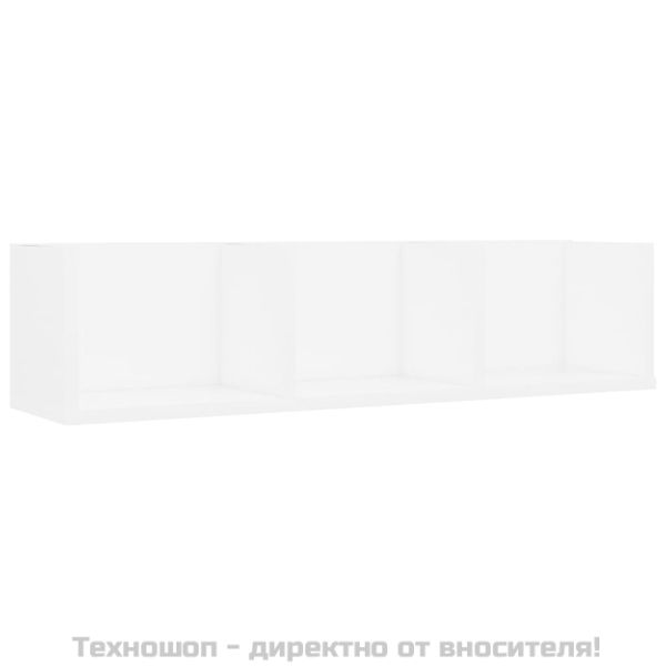 CD стенен рафт, бял, 75x18x18 см, инженерно дърво