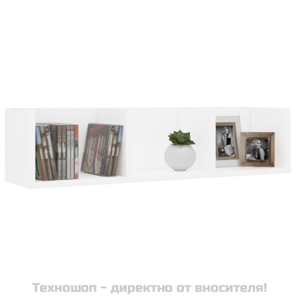 CD стенен рафт, бял, 75x18x18 см, инженерно дърво