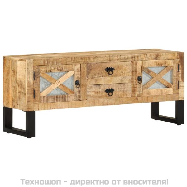 ТВ шкаф, 110x30x45 см, грубо мангово дърво