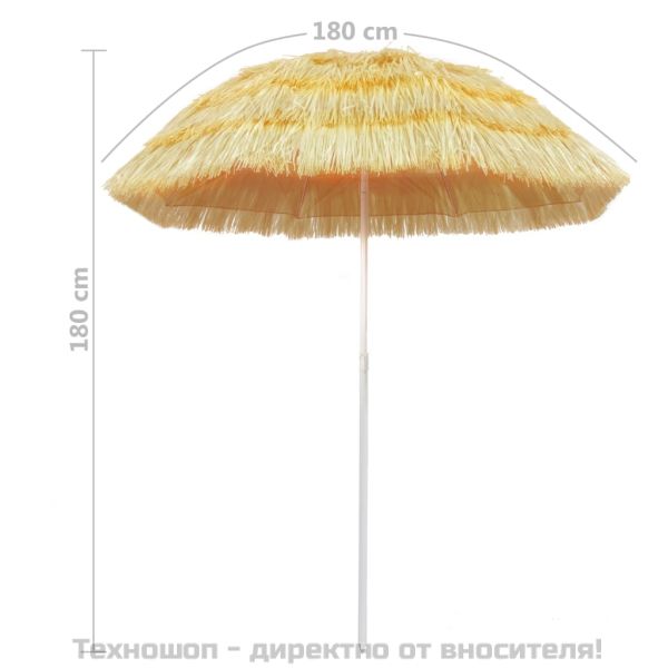 Плажен чадър, натурален, 180 см, хавайски стил