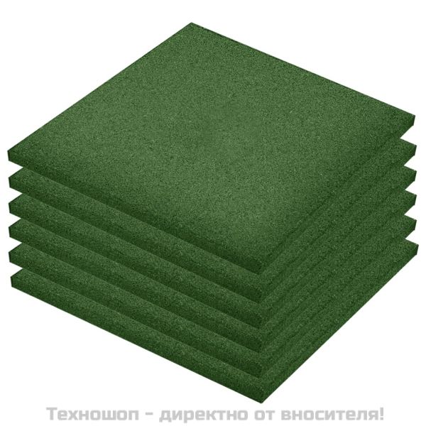Ударопоглъщащи каучукови плочи, 6 бр, 50x50x3 см, зелени