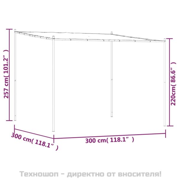 Шатра, бяла, 3x3 м, 180 г/м², плат и стомана