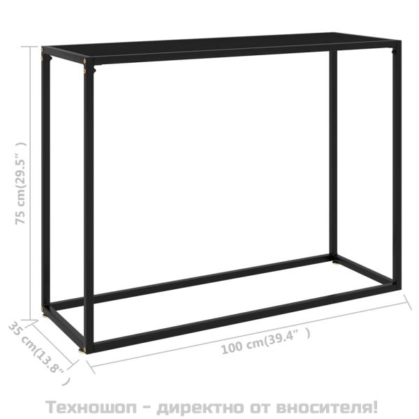 Конзолна маса, черна, 100x35x75 cм, закалено стъкло
