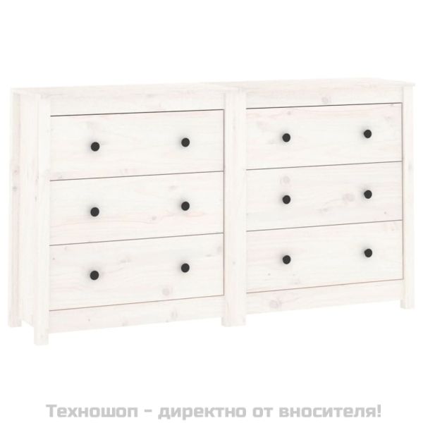 Сайдборд, бял, 140x35x80 см, бор масив