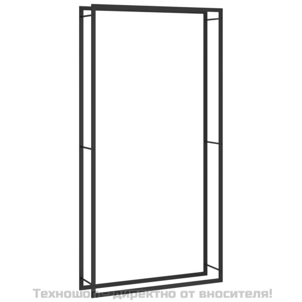Стойка за дърва за огрев, черен мат, 110x28x214 см, стомана