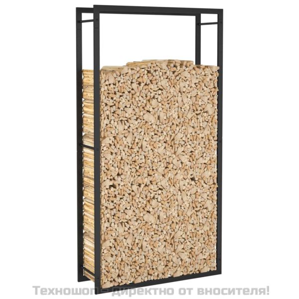 Стойка за дърва за огрев, матово черна, 80x28x154 см, стомана