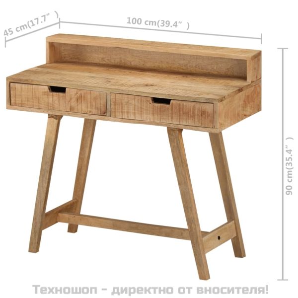 Бюро, 100x45x90 см, грубо мангово дърво масив