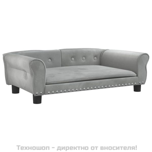 Кучешко легло светлосиво 95x55x30 см кадифе