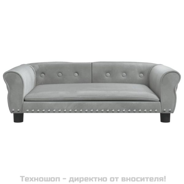 Кучешко легло светлосиво 95x55x30 см кадифе