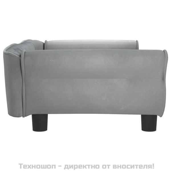 Кучешко легло светлосиво 95x55x30 см кадифе