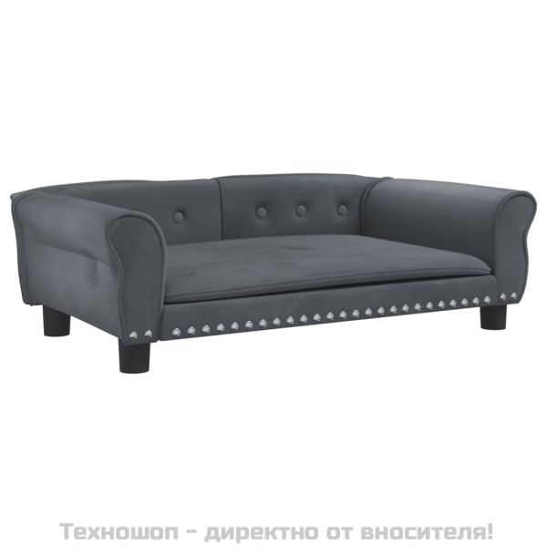 Кучешко легло тъмносиво 95x55x30 см кадифе