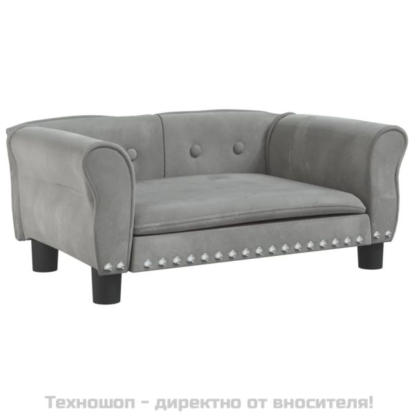 Кучешко легло светлосиво 70x45x30 см кадифе