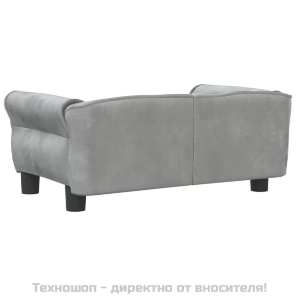 Кучешко легло светлосиво 70x45x30 см кадифе