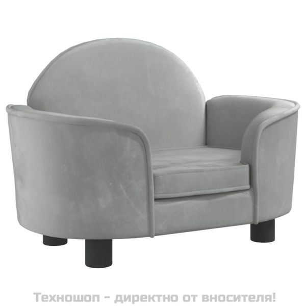 Кучешко легло светлосиво 66x40x45 см кадифе