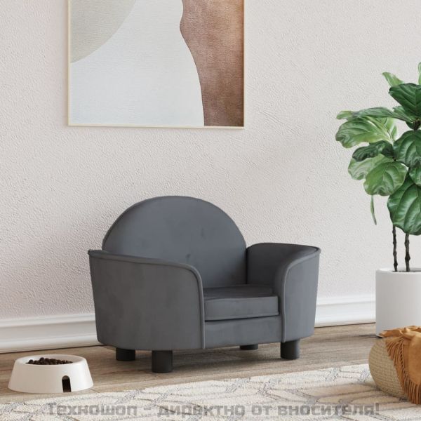 Кучешко легло тъмносиво 66x40x45 см кадифе