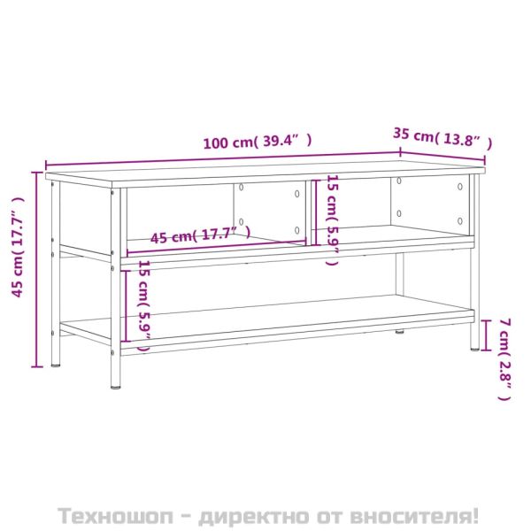 ТB шкаф, опушен дъб, 100x35x45 см, инженерно дърво