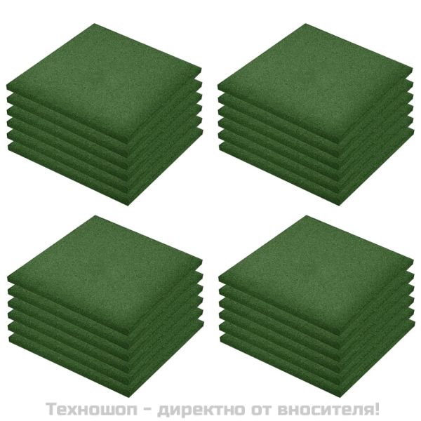 Ударопоглъщащи каучукови плочи, 24 бр, 50x50x3 см, зелени