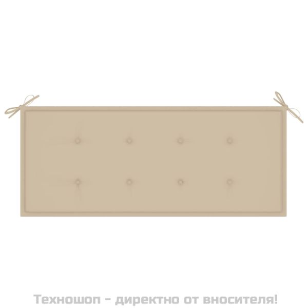 Сгъваема градинска пейка с възглавница, 118 см, бамбук