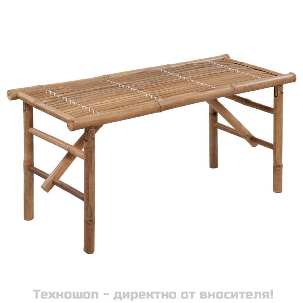 Сгъваема градинска пейка с възглавница, 118 см, бамбук