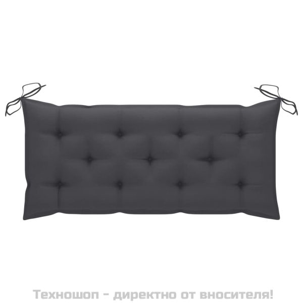 Сгъваема градинска пейка с възглавница, 118 см, бамбук