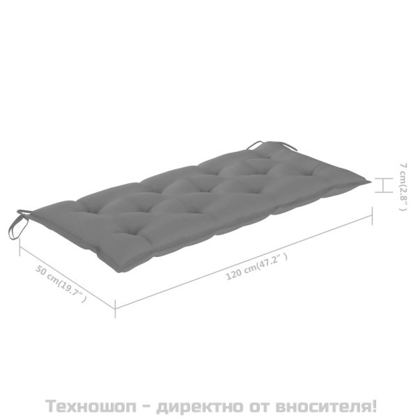 Сгъваема градинска пейка с възглавница, 118 см, бамбук