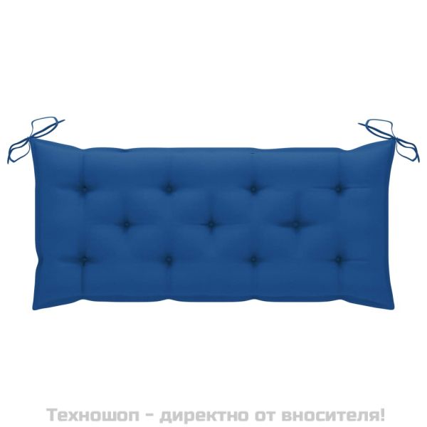 Сгъваема градинска пейка с възглавница, 118 см, бамбук