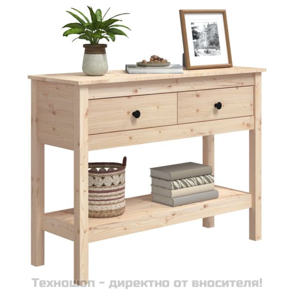 Конзолна маса 100x35x75 см борово дърво масив