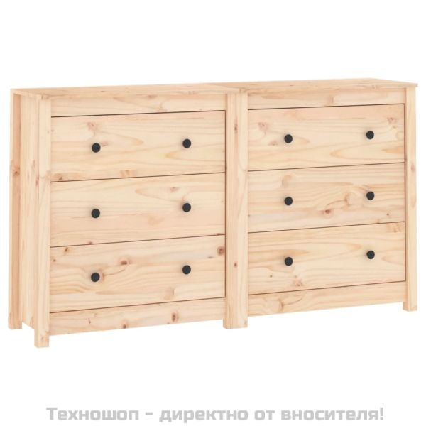 Сайдборд, сив, 140x35x80 см, бор масив