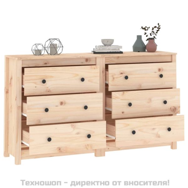 Сайдборд, сив, 140x35x80 см, бор масив