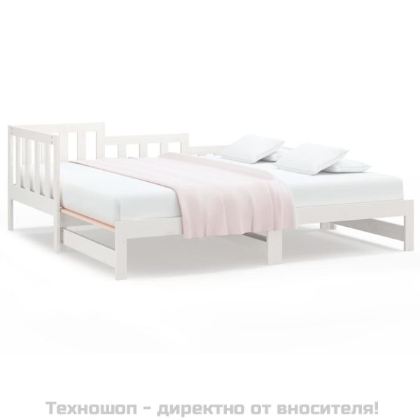 Разтегателно дневно легло, без матрак, бяло, 2x(90x200) см