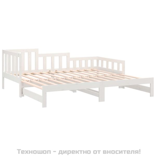 Разтегателно дневно легло, без матрак, бяло, 2x(90x200) см