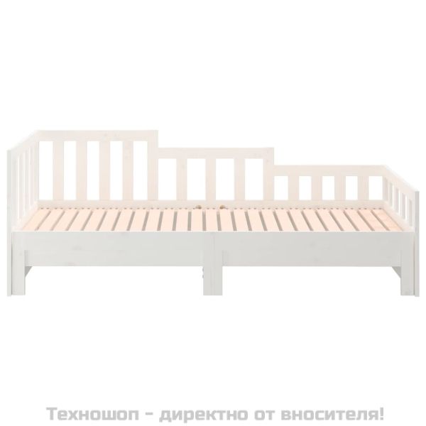 Разтегателно дневно легло, без матрак, бяло, 2x(90x200) см