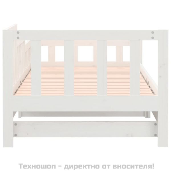 Разтегателно дневно легло, без матрак, бяло, 2x(90x200) см