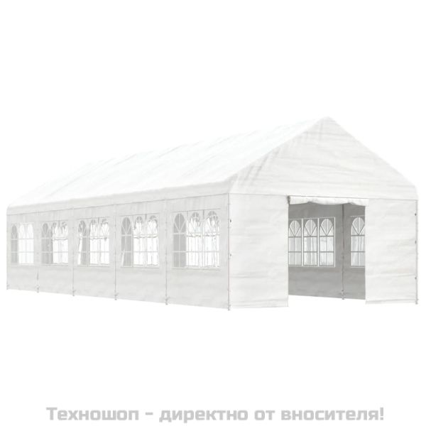 Навес с покрив бял 11,15x4,08x3,22 м полиетилен