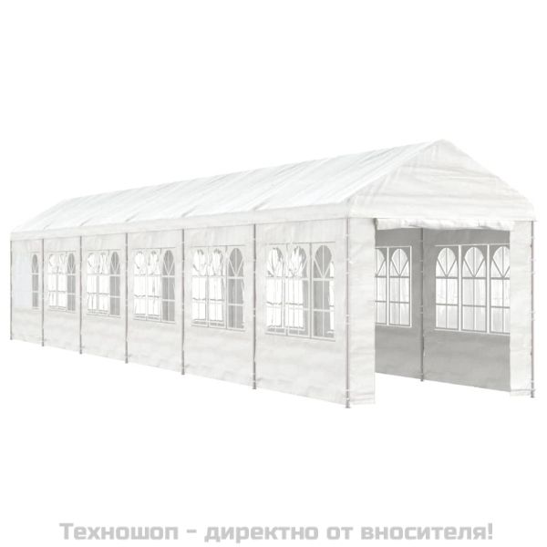 Навес с покрив бял 13,38x2,28x2,69 м полиетилен