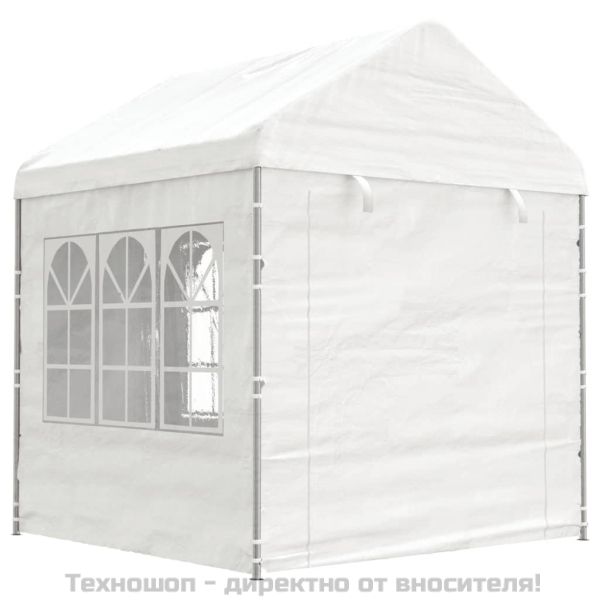 Навес с покрив бял 13,38x2,28x2,69 м полиетилен