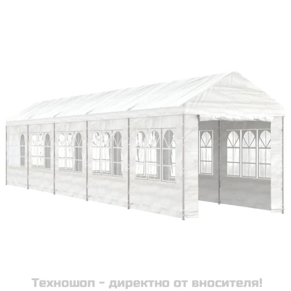Навес с покрив бял 11,15x2,28x2,69 м полиетилен