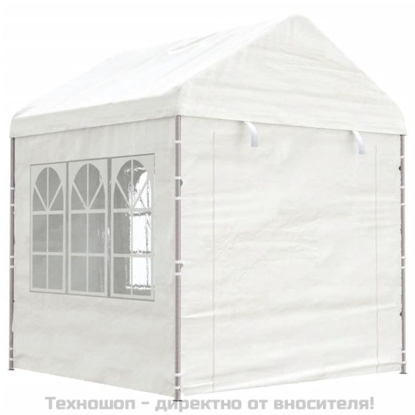 Навес с покрив бял 11,15x2,28x2,69 м полиетилен