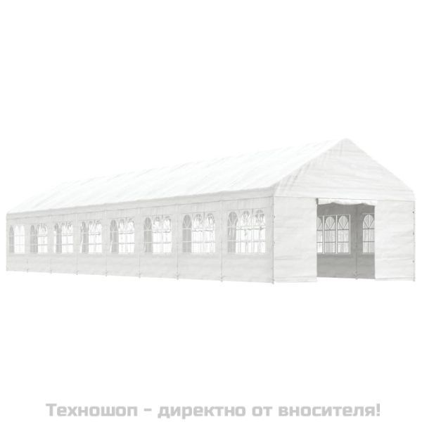 Навес с покрив бял 17,84x4,08x3,22 м полиетилен