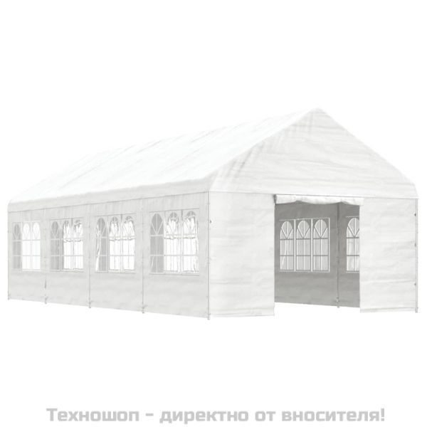 Навес с покрив бял 8,92x2,28x2,69 м полиетилен