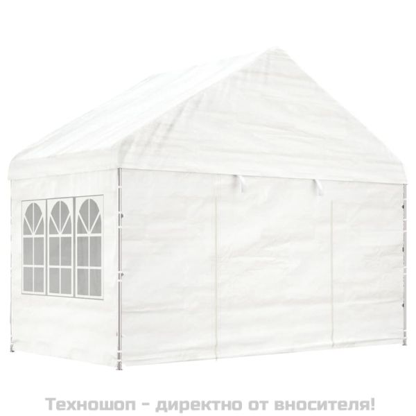 Навес с покрив бял 15,61x4,08x3,22 м полиетилен