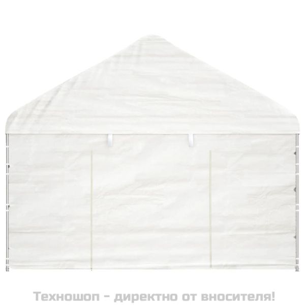 Навес с покрив бял 15,61x4,08x3,22 м полиетилен