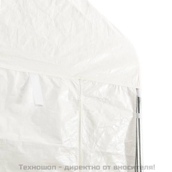 Навес с покрив бял 15,61x4,08x3,22 м полиетилен