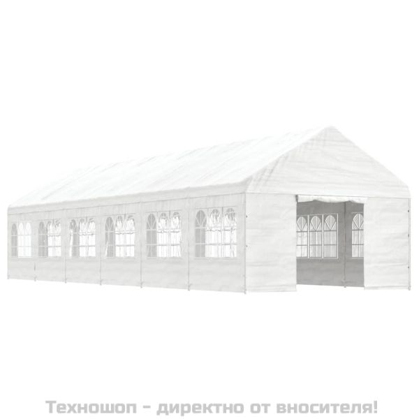 Навес с покрив бял 13,38x4,08x3,22 м полиетилен