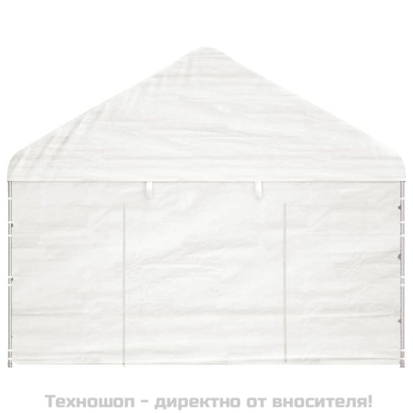 Навес с покрив бял 13,38x4,08x3,22 м полиетилен
